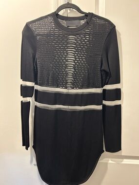 Alexander Wang Black and White Long Sleeve Mesh Panel shirt